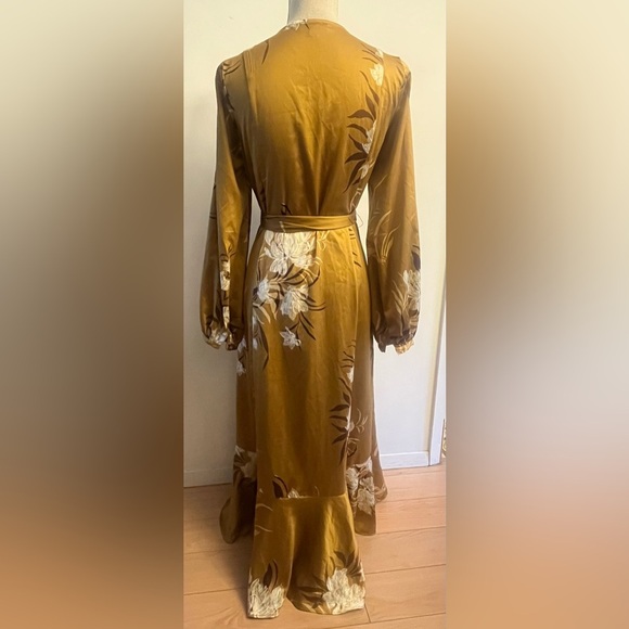 COPY - Express Rocky Barnes Kimono / Dress XS/S Satin Floral Balloon Sleeves - Picture 6 of 7